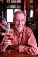 Peter with his favorite pint, London Pride.